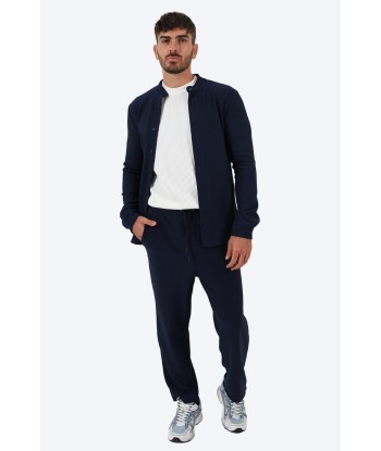 ENSEMBLE PLISSÉ CHEMISE COL MAO ET PANTALON - BLEU prix