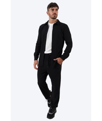 ENSEMBLE PLISSÉ CHEMISE ET PANTALON - NOIR Paris Déstockage Promo