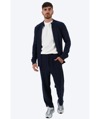 ENSEMBLE PLISSÉ CHEMISE COL MAO ET PANTALON - BLEU prix