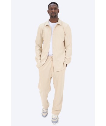 ENSEMBLE PLISSÉ CHEMISE ET PANTALON - BEIGE Jusqu'à 80% De Réduction