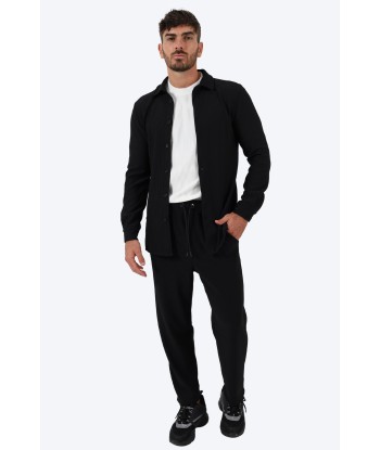 ENSEMBLE PLISSÉ CHEMISE ET PANTALON - NOIR Paris Déstockage Promo