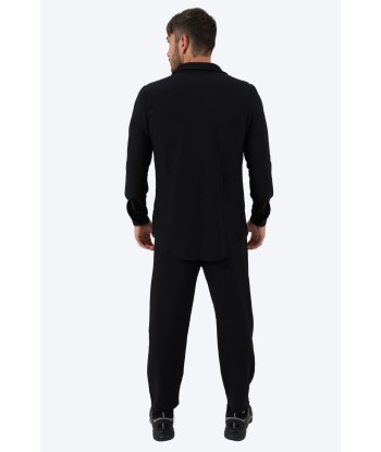 ENSEMBLE PLISSÉ CHEMISE ET PANTALON - NOIR Paris Déstockage Promo