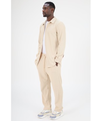 ENSEMBLE PLISSÉ CHEMISE ET PANTALON - BEIGE Jusqu'à 80% De Réduction