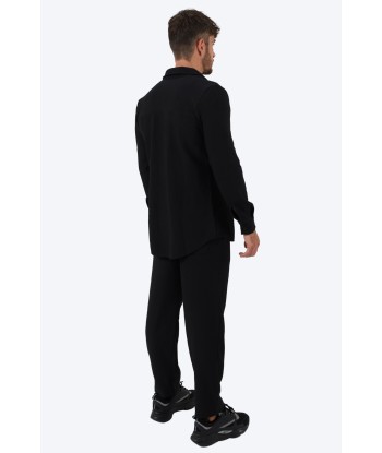 ENSEMBLE PLISSÉ CHEMISE ET PANTALON - NOIR Paris Déstockage Promo