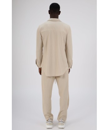 ENSEMBLE PLISSÉ CHEMISE ET PANTALON - BEIGE Jusqu'à 80% De Réduction