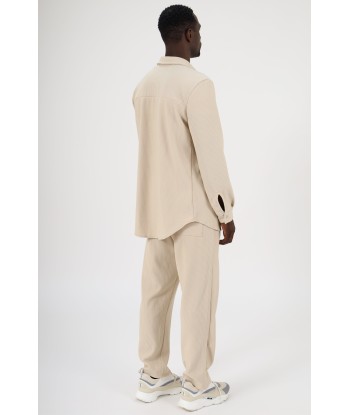 ENSEMBLE PLISSÉ CHEMISE ET PANTALON - BEIGE Jusqu'à 80% De Réduction