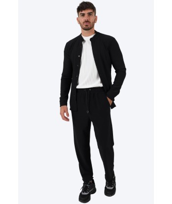 ENSEMBLE PLISSÉ CHEMISE COL MAO ET PANTALON - NOIR pas cher chine