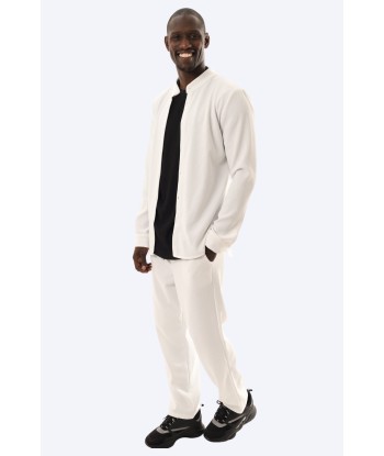 ENSEMBLE PLISSÉ CHEMISE COL MAO ET PANTALON - BLANC 2 - 3 jours ouvrés.