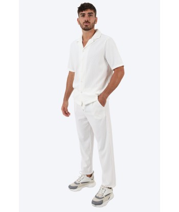 ENSEMBLE EN COTON CÔTELÉ CHEMISE ET PANTALON - BLANC livraison et retour toujours gratuits