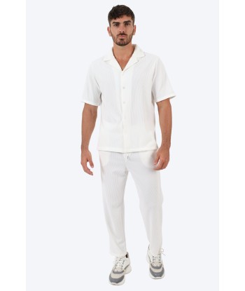 ENSEMBLE EN COTON CÔTELÉ CHEMISE ET PANTALON - BLANC livraison et retour toujours gratuits