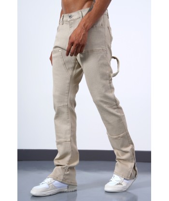 JEAN ZIPPED BEIGE pas cher 