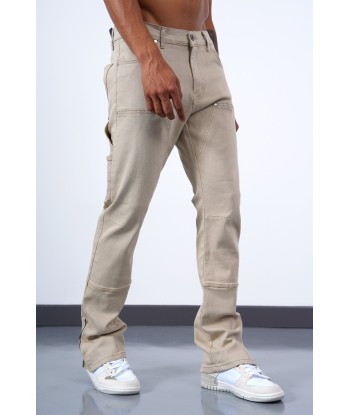 JEAN ZIPPED BEIGE pas cher 