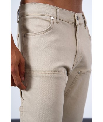 JEAN ZIPPED BEIGE pas cher 