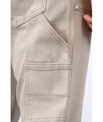 JEAN ZIPPED BEIGE pas cher 