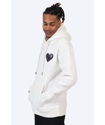 SWEAT À CAPUCHE BLANC AVEC DÉTAIL CŒUR NOIR solde