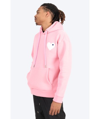 SWEAT À CAPUCHE ROSE AVEC DÉTAIL CŒUR BLANC pas cher