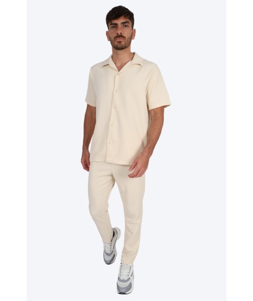 CHEMISE MANCHE COURTE ET PANTALON ASSORTI - BLANC CASSÉ soldes