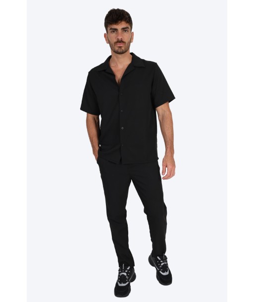 CHEMISE MANCHE COURTE ET PANTALON ASSORTI - NOIR ouvre sa boutique