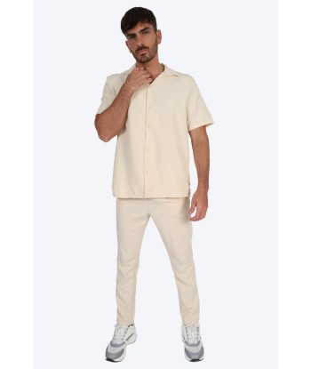 CHEMISE MANCHE COURTE ET PANTALON ASSORTI - BLANC CASSÉ soldes