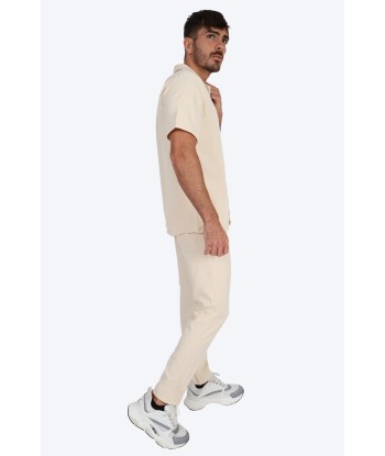 CHEMISE MANCHE COURTE ET PANTALON ASSORTI - BLANC CASSÉ soldes