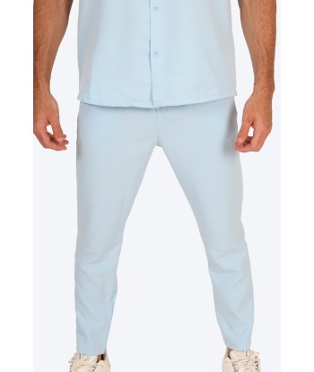 CHEMISE MANCHE COURTE ET PANTALON ASSORTI - BLEU CIEL destockage