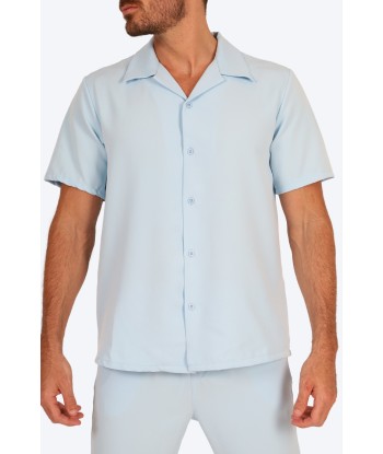 CHEMISE MANCHE COURTE ET PANTALON ASSORTI - BLEU CIEL destockage