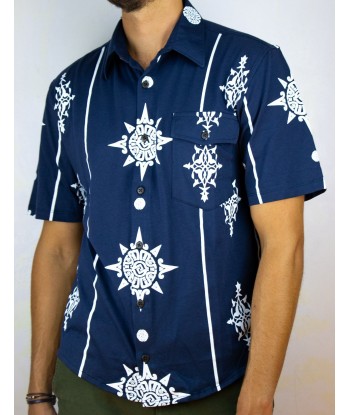 Chemise pima Belen bleue brillant des détails fins