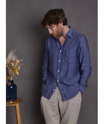 Chemise lin chambray bleu votre