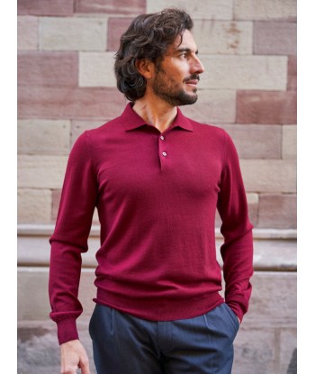 Pull en laine col polo Jonas bordeaux Le MVP de beaucoup