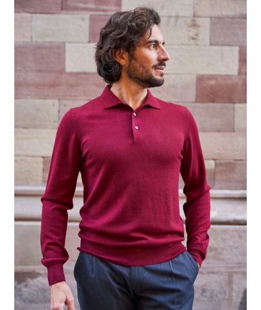 Pull en laine col polo Jonas bordeaux Le MVP de beaucoup