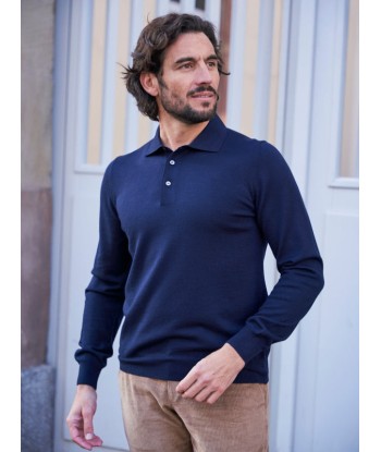 Pull en laine col polo Jonas bleu marine 2023