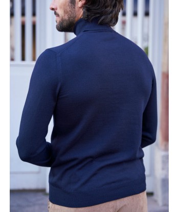 Pull col roulé en laine Henry bleu marine de pas cher