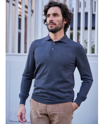 Pull en laine col polo Jonas gris foncé offre 